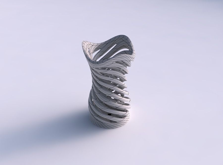 Vase widening with two layered vertical lines very twisted an... 3D print model_5