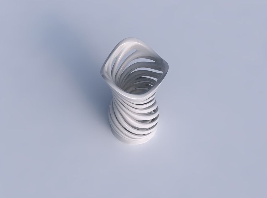 Vase widening with two layered vertical lines very twisted an... 3D print model_1