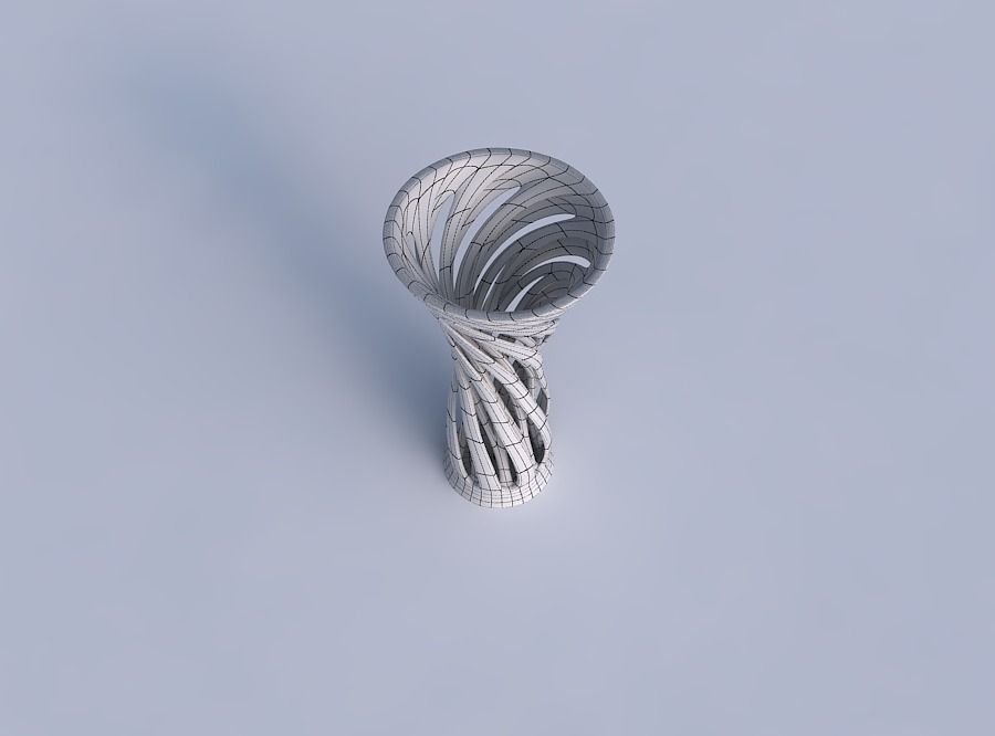 Vase widening with two layered vertical lines twisted and tap... 3D print model_6