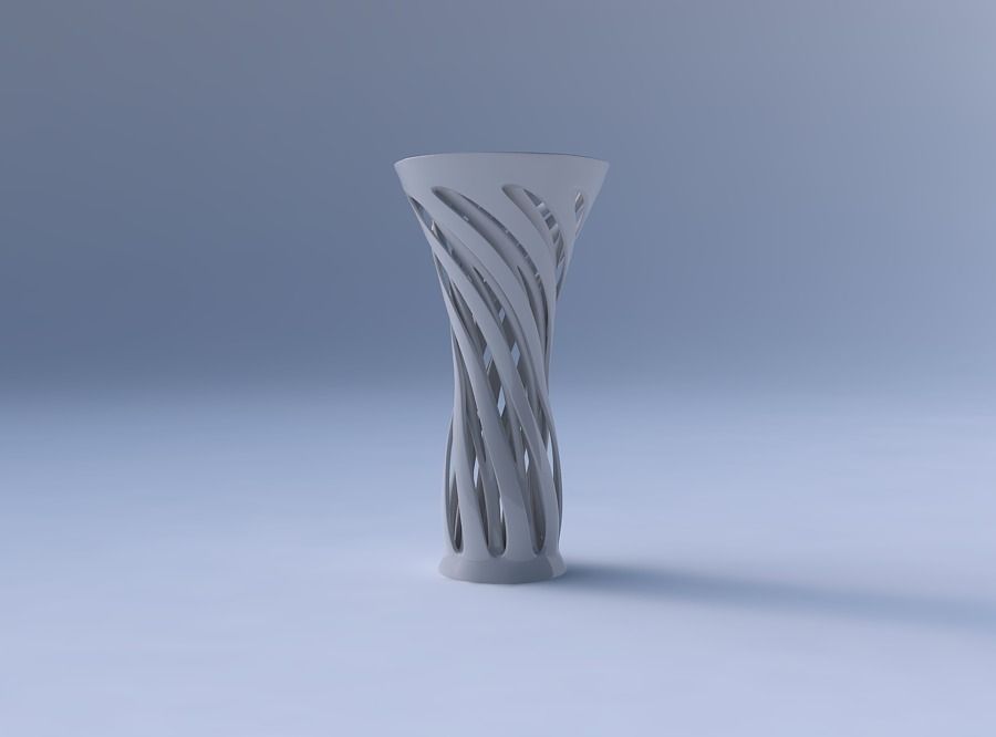 Vase widening with two layered vertical lines twisted and tap... 3D print model_4
