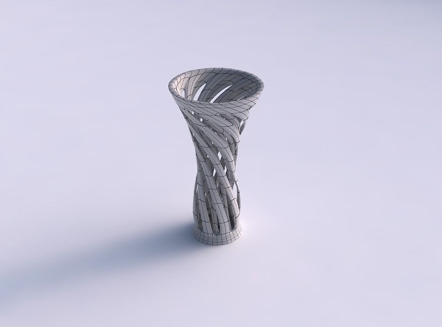 Vase widening with two layered vertical lines twisted and tap... 3D print model_5