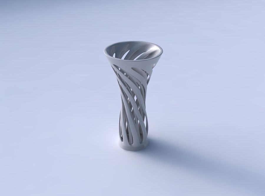 Vase widening with two layered vertical lines twisted and tap... 3D print model_3
