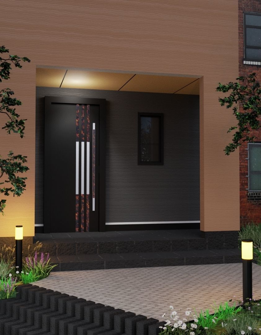 Modern Entrance Door 3D model_1