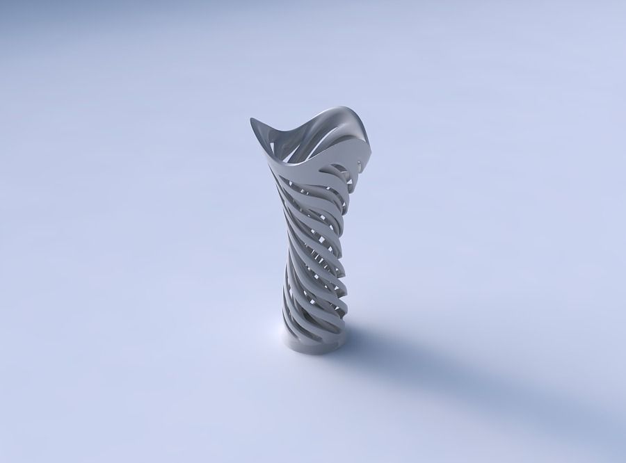 Vase widening with two layered vertical lines very twisted an... 3D print model_3