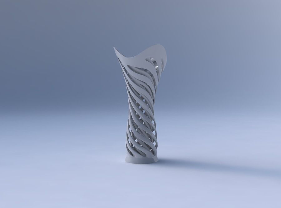 Vase widening with two layered vertical lines very twisted an... 3D print model_4