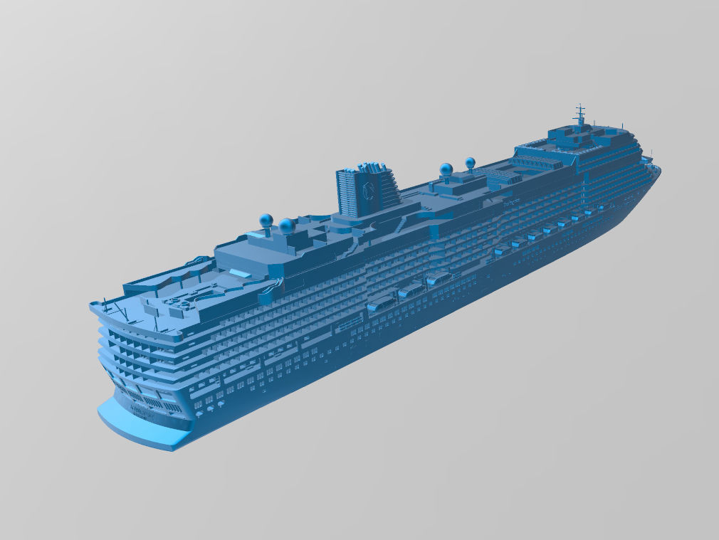 Holland America cruise ship Koningsdam-waterline printable model 3D print model_1