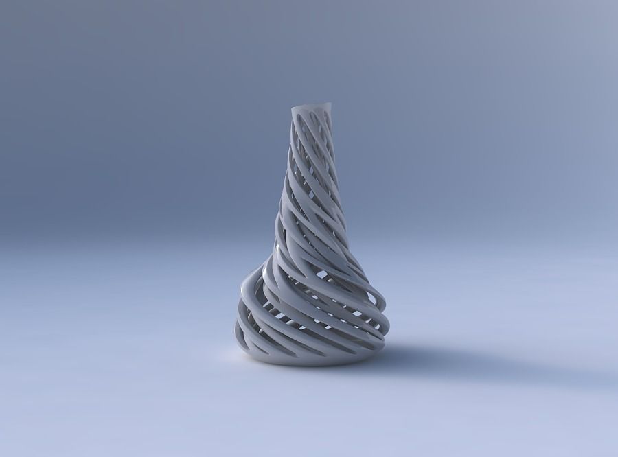 Vase wide bottom long slim neck with intertwining lines very ... 3D print model_4