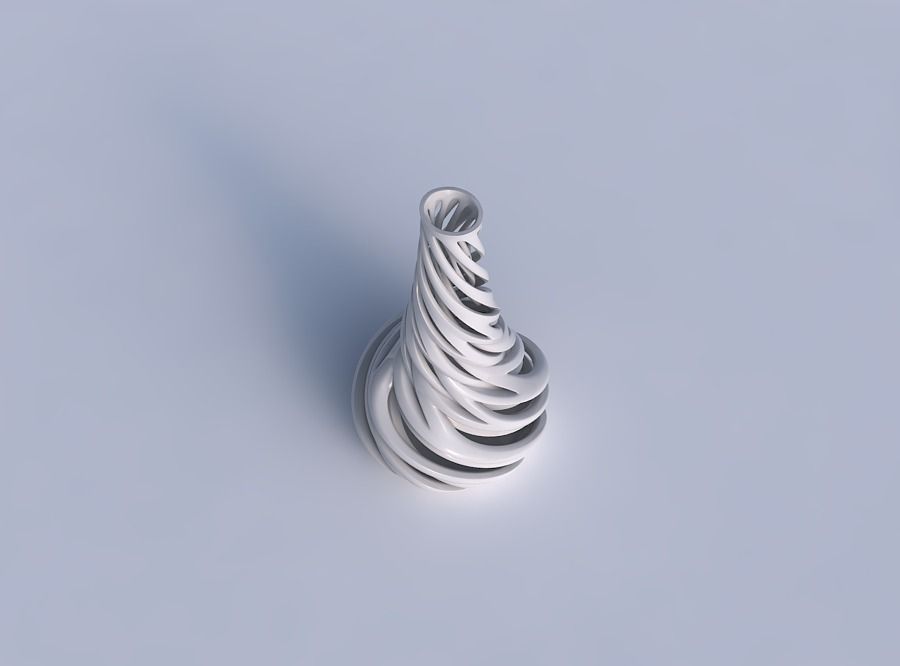 Vase wide bottom long slim neck with intertwining lines very ... 3D print model_1