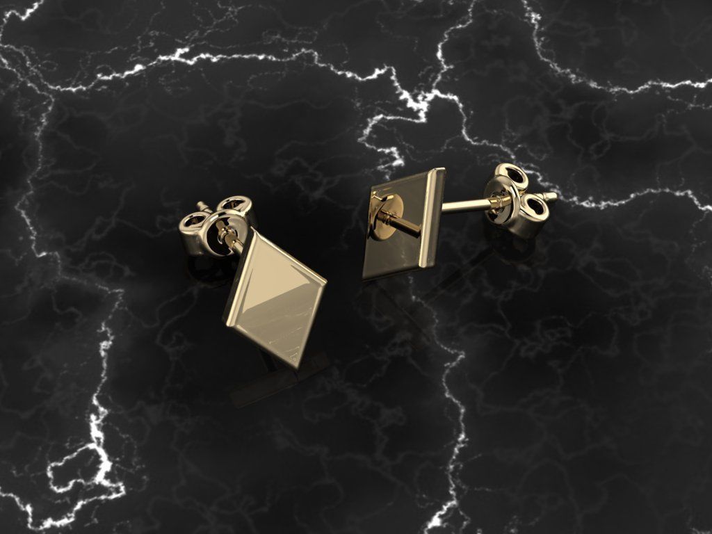 Jewelry Earring Rhombus Shape 3D print model_10