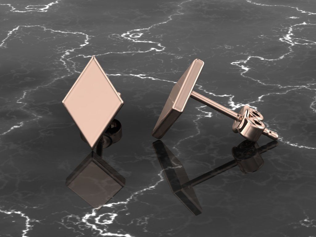 Jewelry Earring Rhombus Shape 3D print model_4