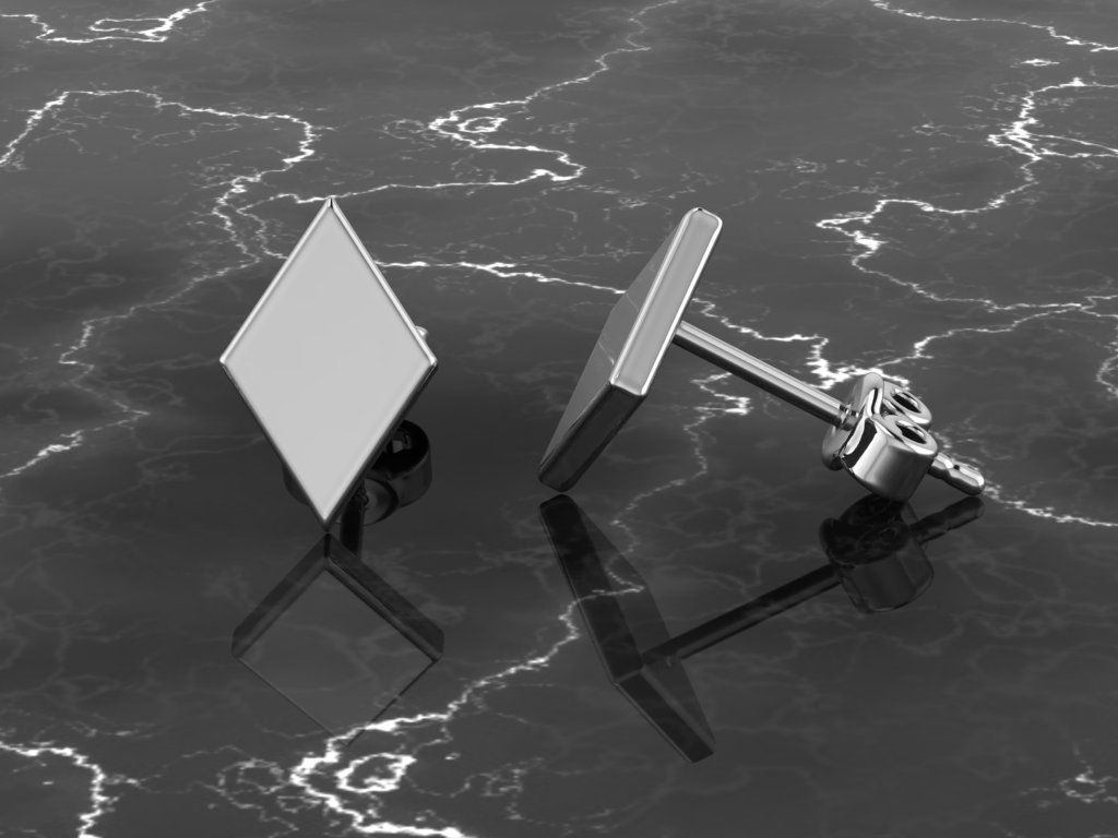 Jewelry Earring Rhombus Shape 3D print model_7