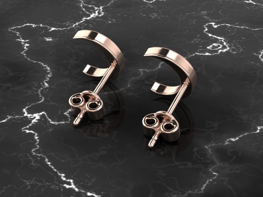 Jewelry Earring Crescent Shape 3D print model_6