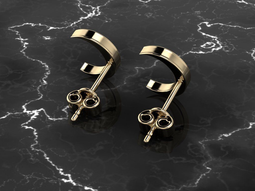 Jewelry Earring Crescent Shape 3D print model_12