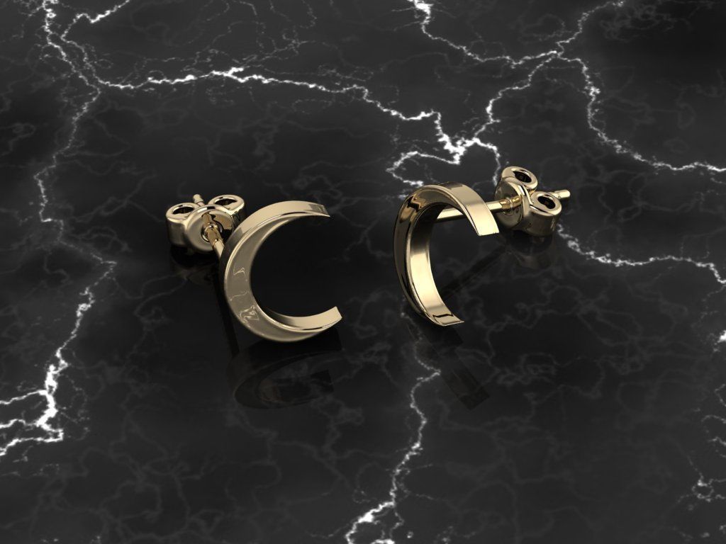Jewelry Earring Crescent Shape 3D print model_10