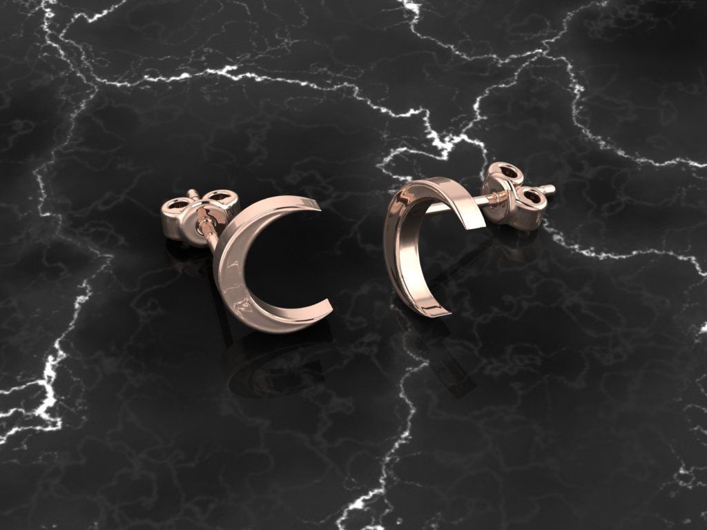 Jewelry Earring Crescent Shape 3D print model_5