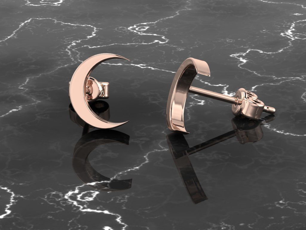 Jewelry Earring Crescent Shape 3D print model_4