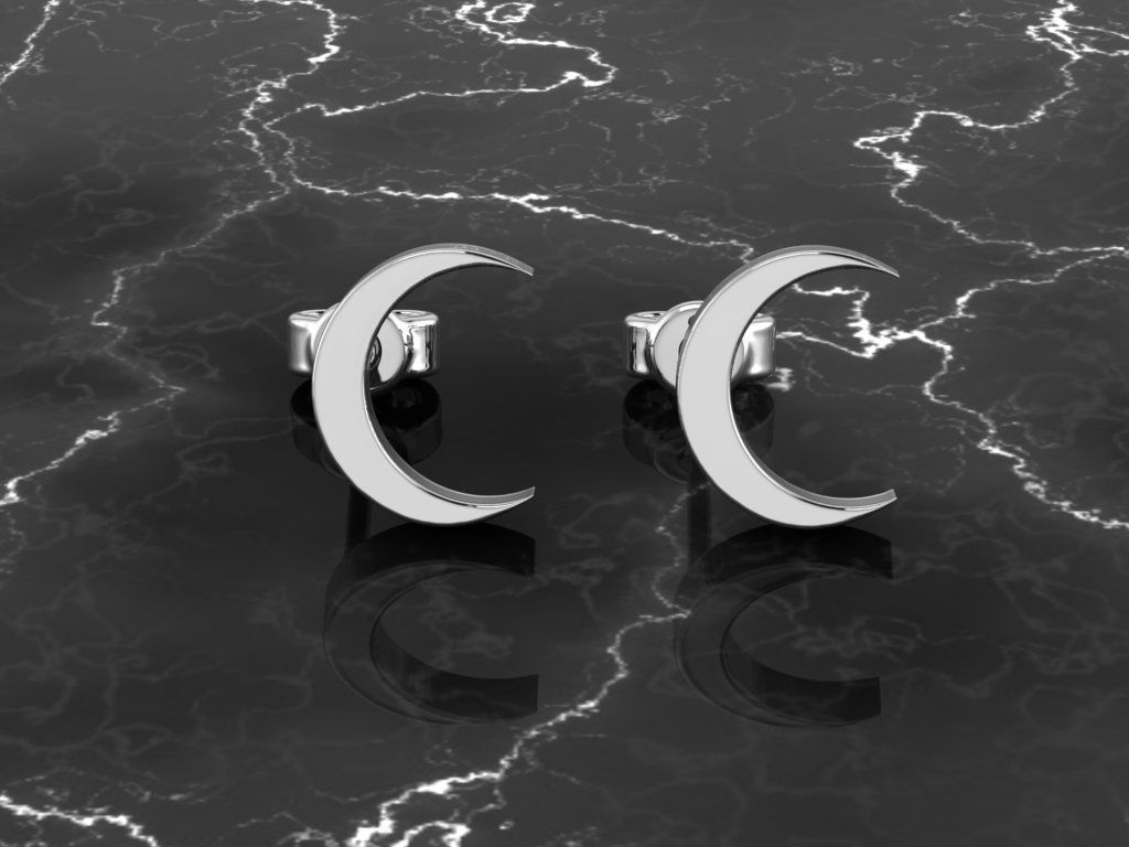 Jewelry Earring Crescent Shape 3D print model_8