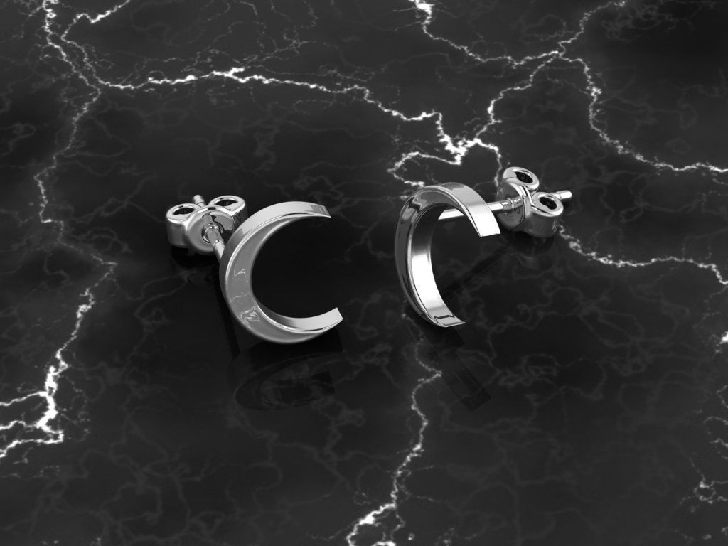 Jewelry Earring Crescent Shape 3D print model_1
