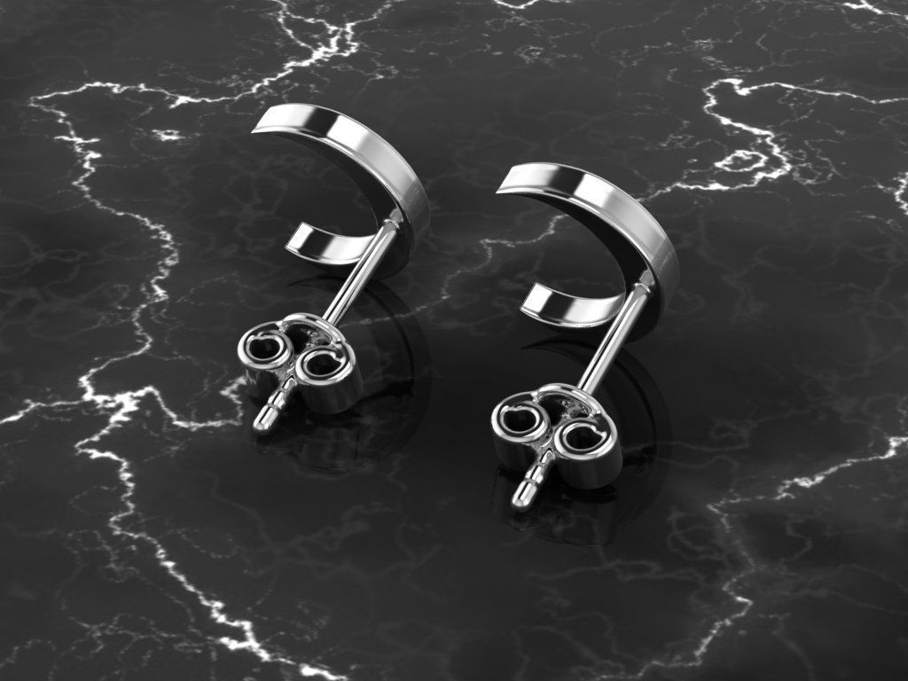 Jewelry Earring Crescent Shape 3D print model_9