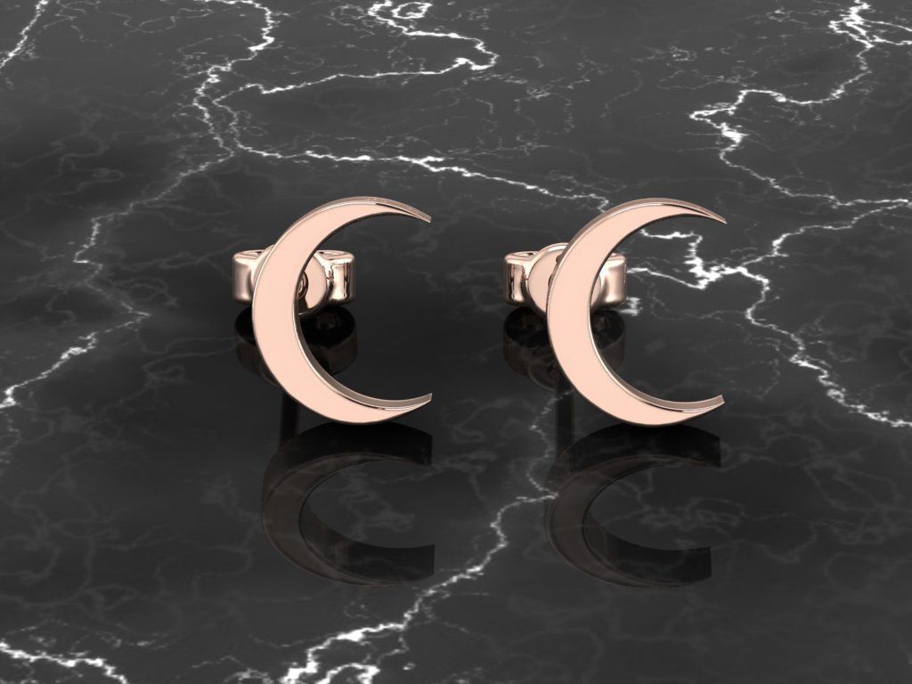 Jewelry Earring Crescent Shape 3D print model_2