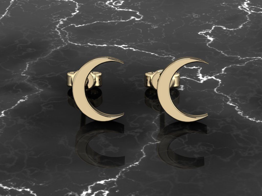 Jewelry Earring Crescent Shape 3D print model_11