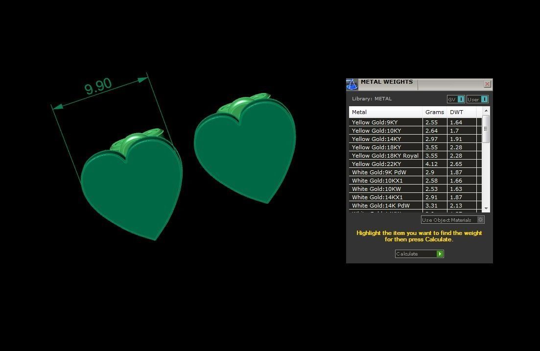 Jewelry Earring Heart Shape 3D print model_3