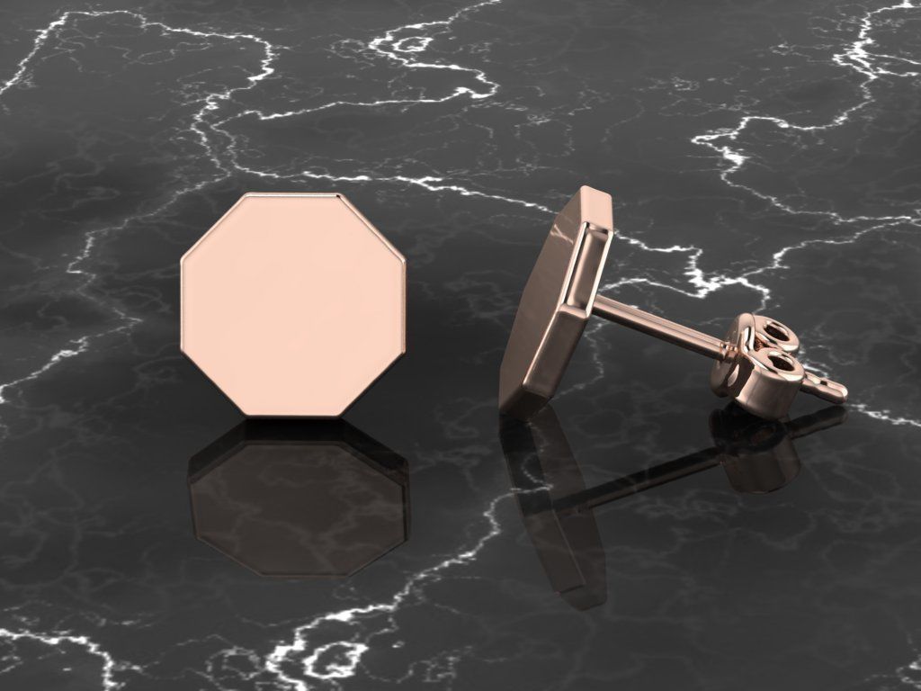 Jewelry Earring Octagon Shape 3D print model_4