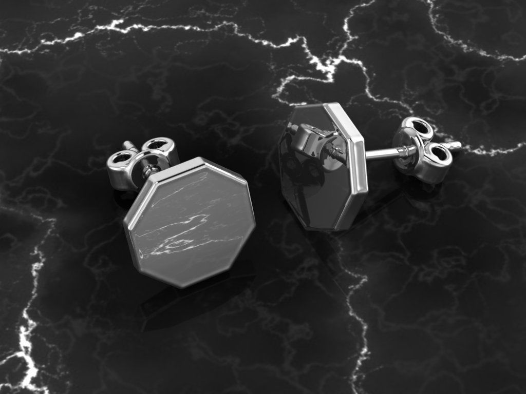 Jewelry Earring Octagon Shape 3D print model_1