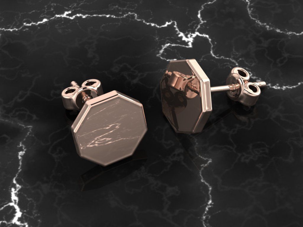 Jewelry Earring Octagon Shape 3D print model_5