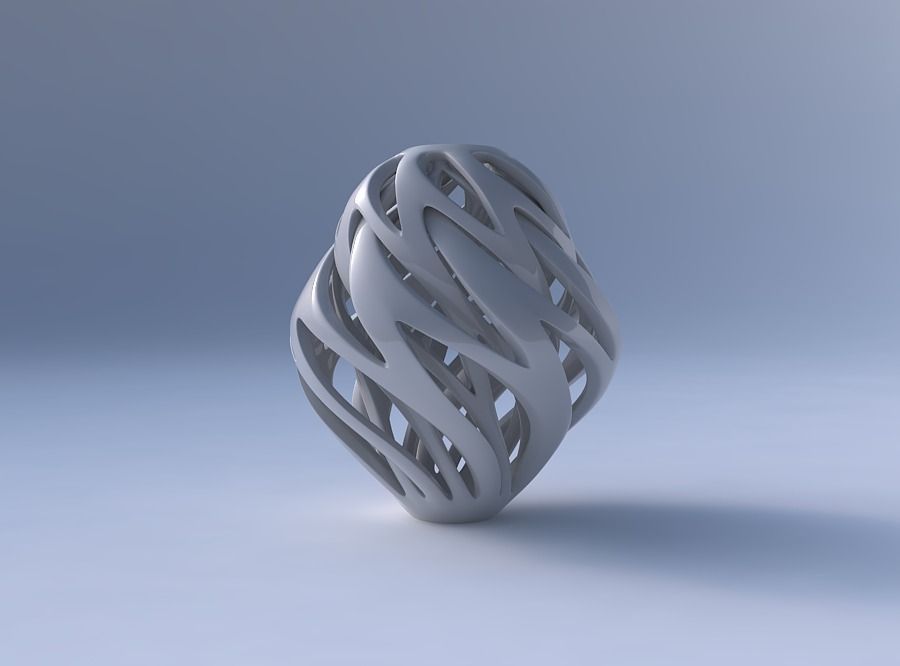 Vase spherical tapered with intertwining thick lines twisted 3D print model_4