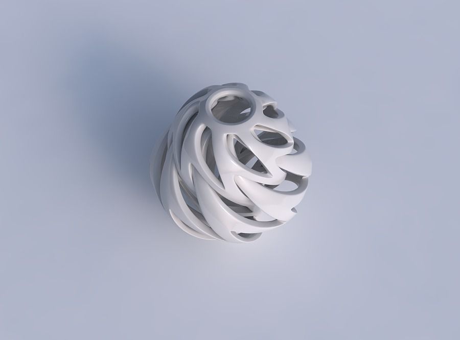 Vase spherical tapered with intertwining thick lines twisted 3D print model_1