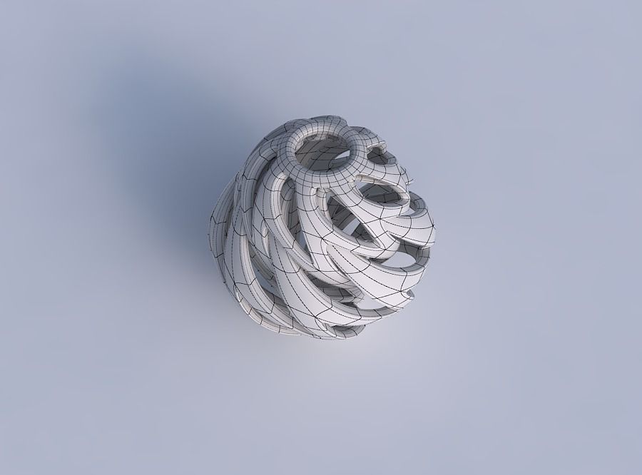 Vase spherical tapered with intertwining thick lines twisted 3D print model_6