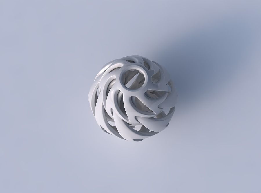 Vase spherical tapered with intertwining thick lines twisted 3D print model_2