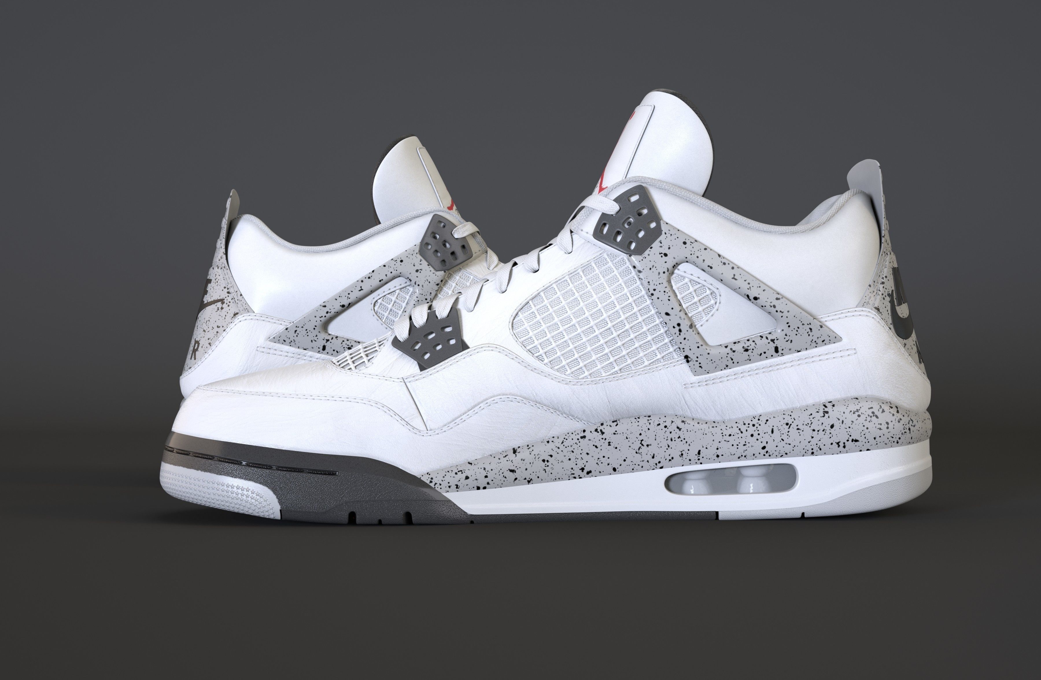 Nike Air Jordan 4 Retro White Cement Shoe Low-poly 3D model_13