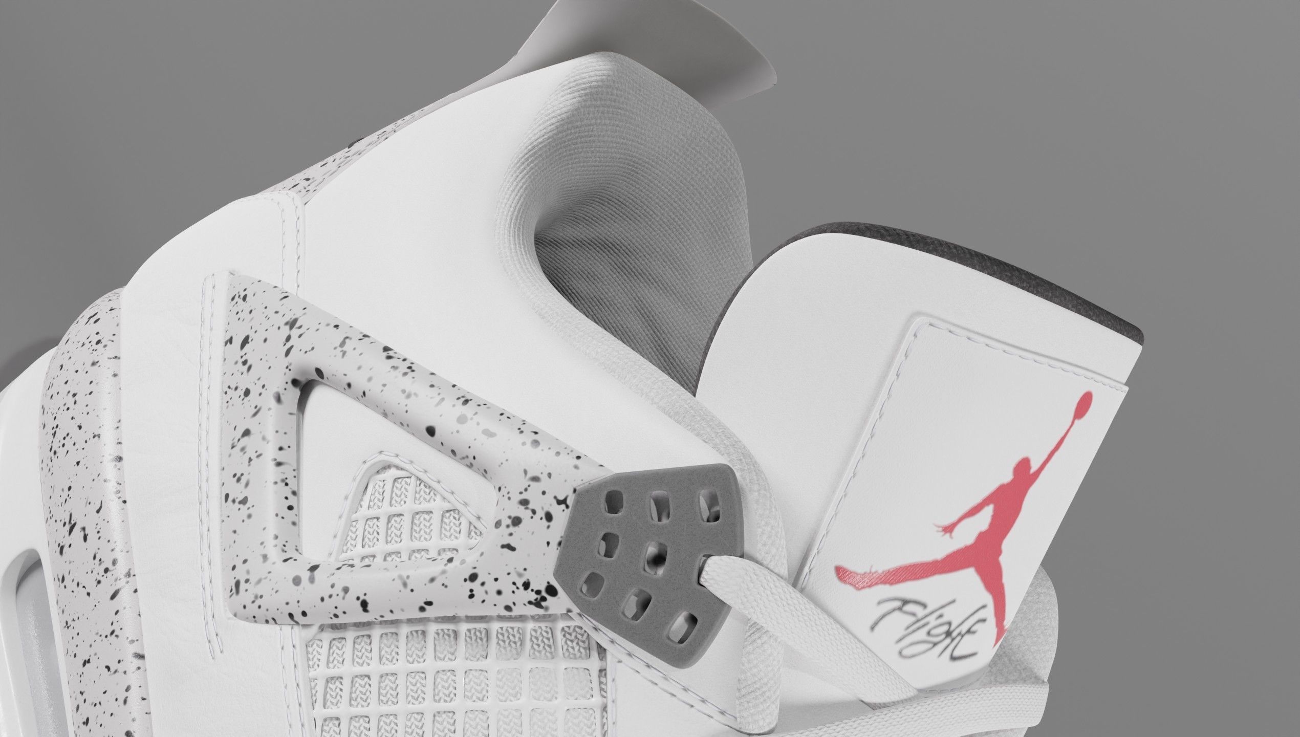 Nike Air Jordan 4 Retro White Cement Shoe Low-poly 3D model_27
