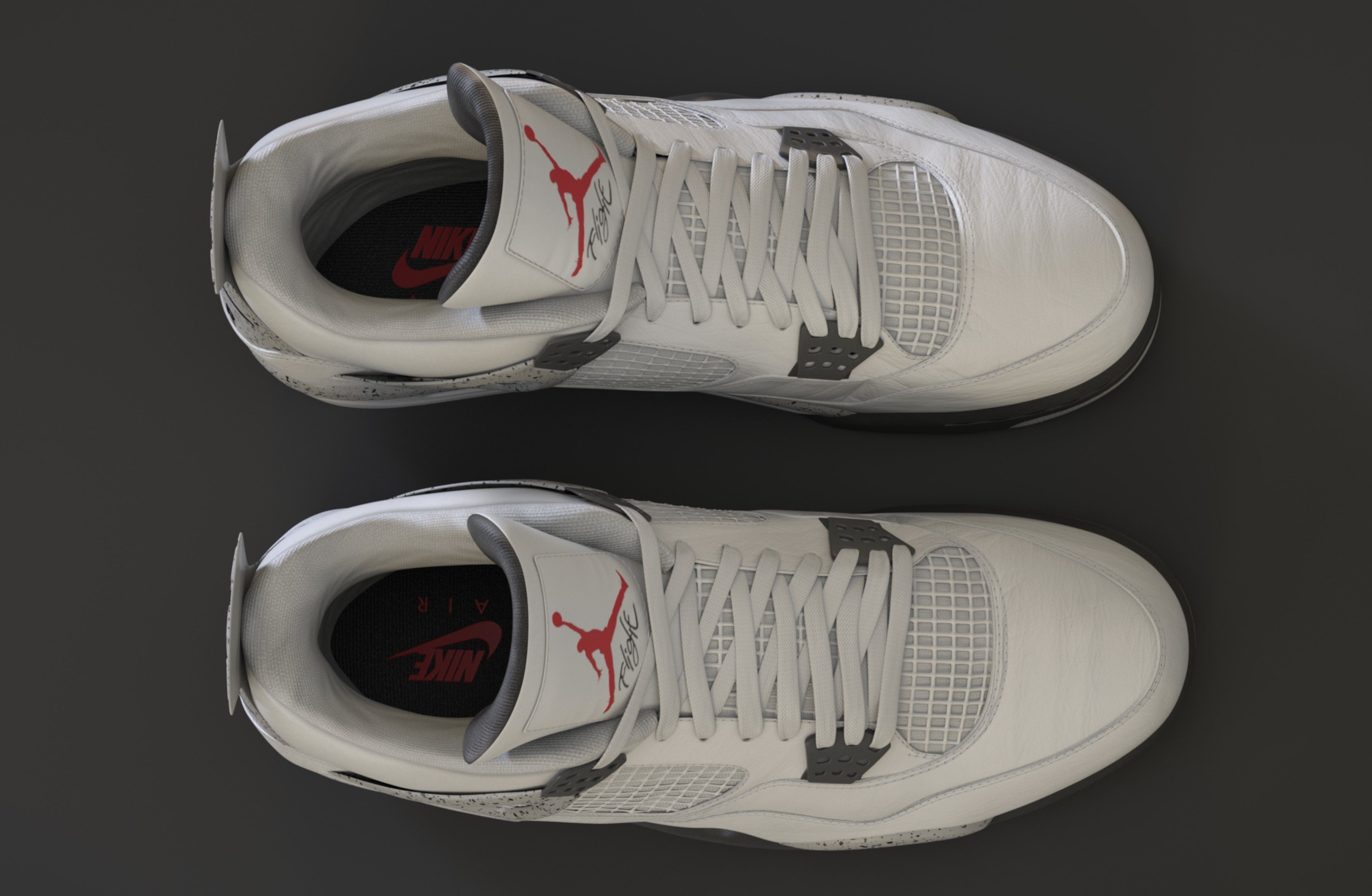 Nike Air Jordan 4 Retro White Cement Shoe Low-poly 3D model_20
