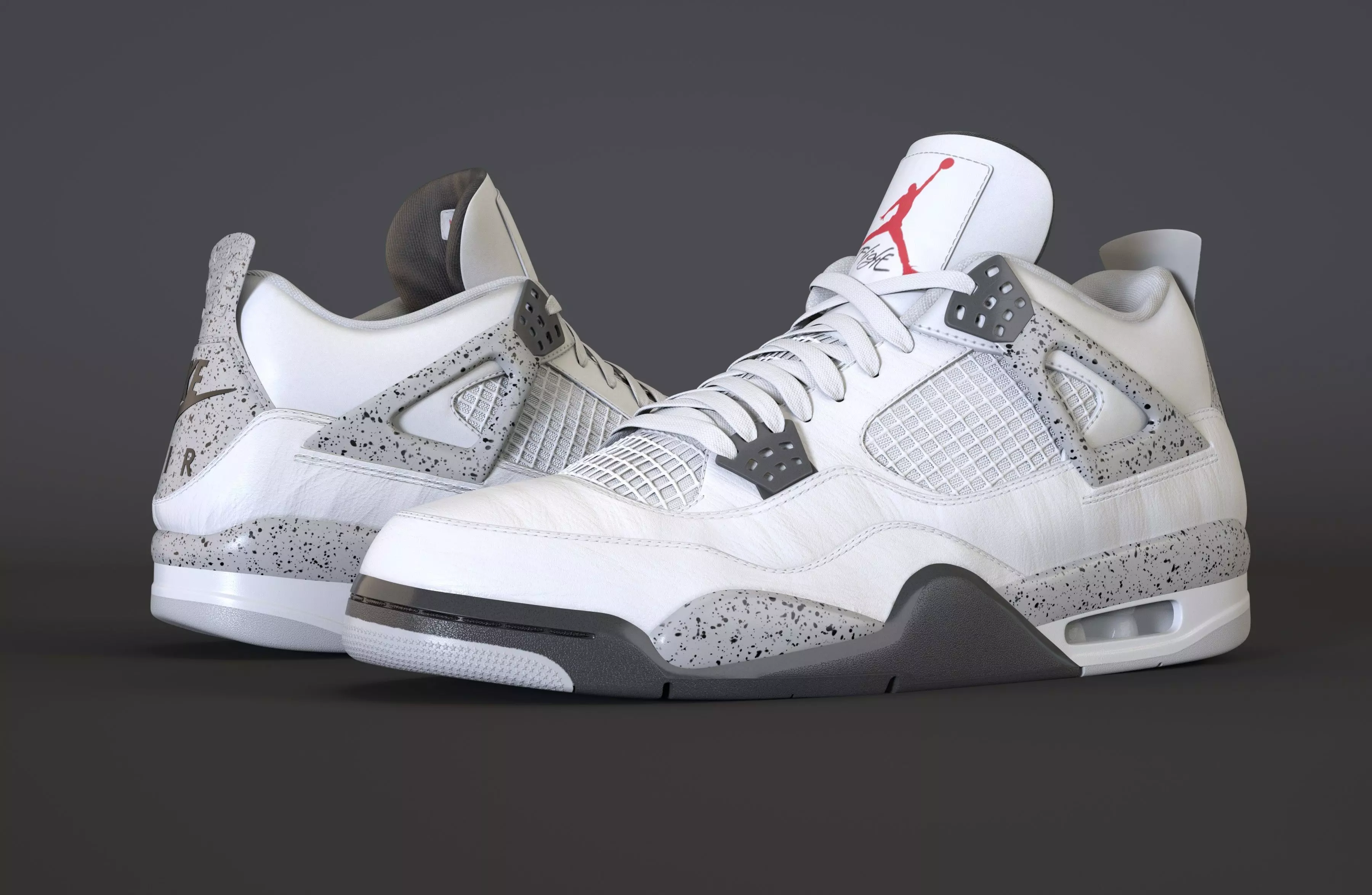 Nike Air Jordan 4 Retro White Cement Shoe Low-poly 3D model_0