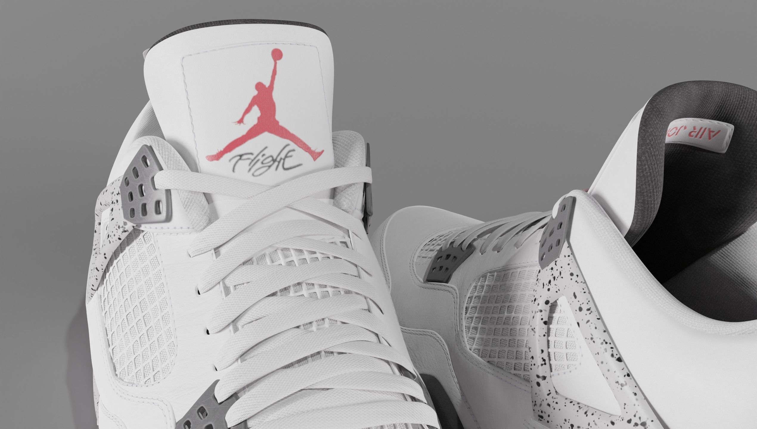 Nike Air Jordan 4 Retro White Cement Shoe Low-poly 3D model_35