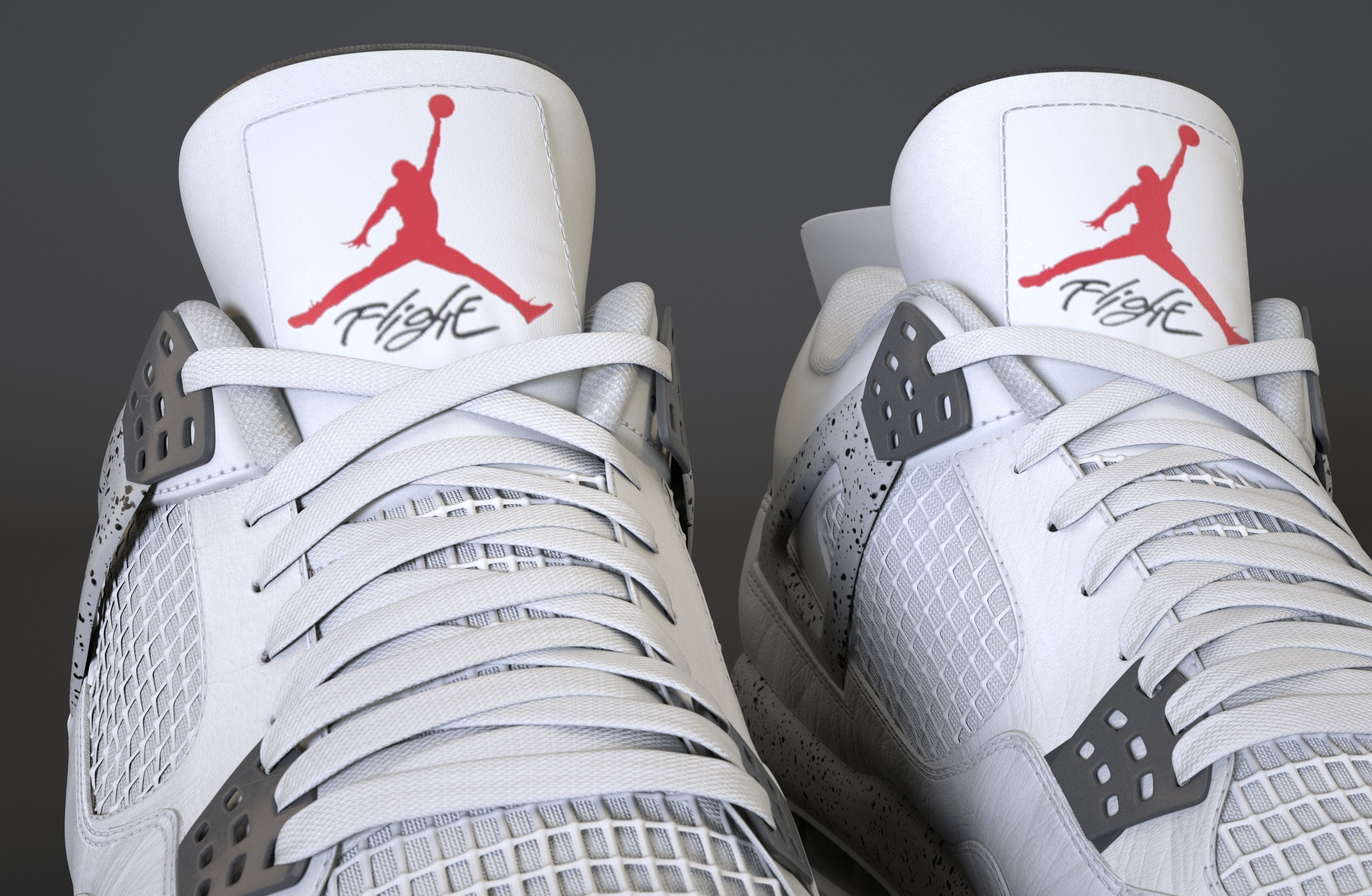 Nike Air Jordan 4 Retro White Cement Shoe Low-poly 3D model_10