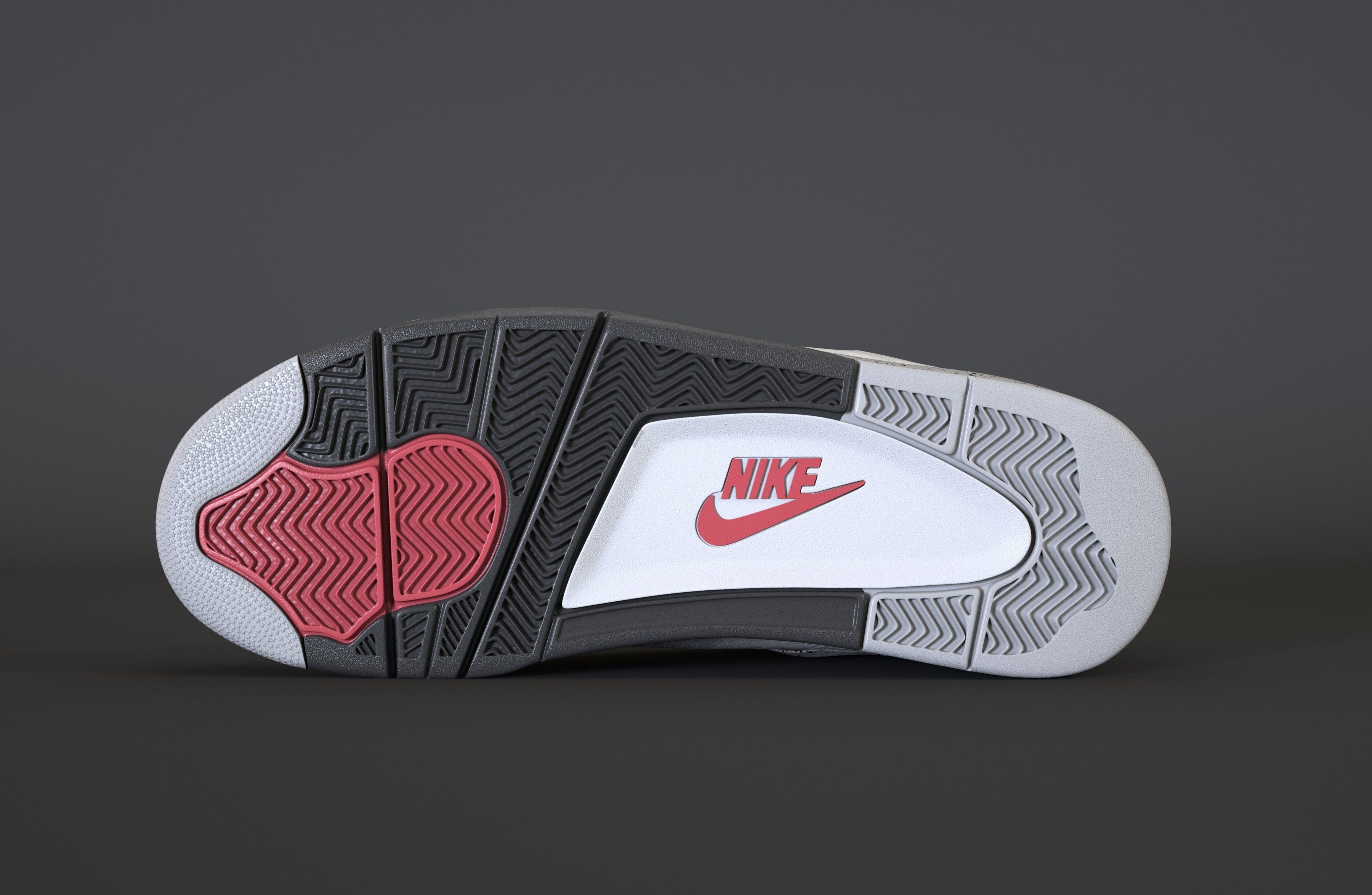 Nike Air Jordan 4 Retro White Cement Shoe Low-poly 3D model_24