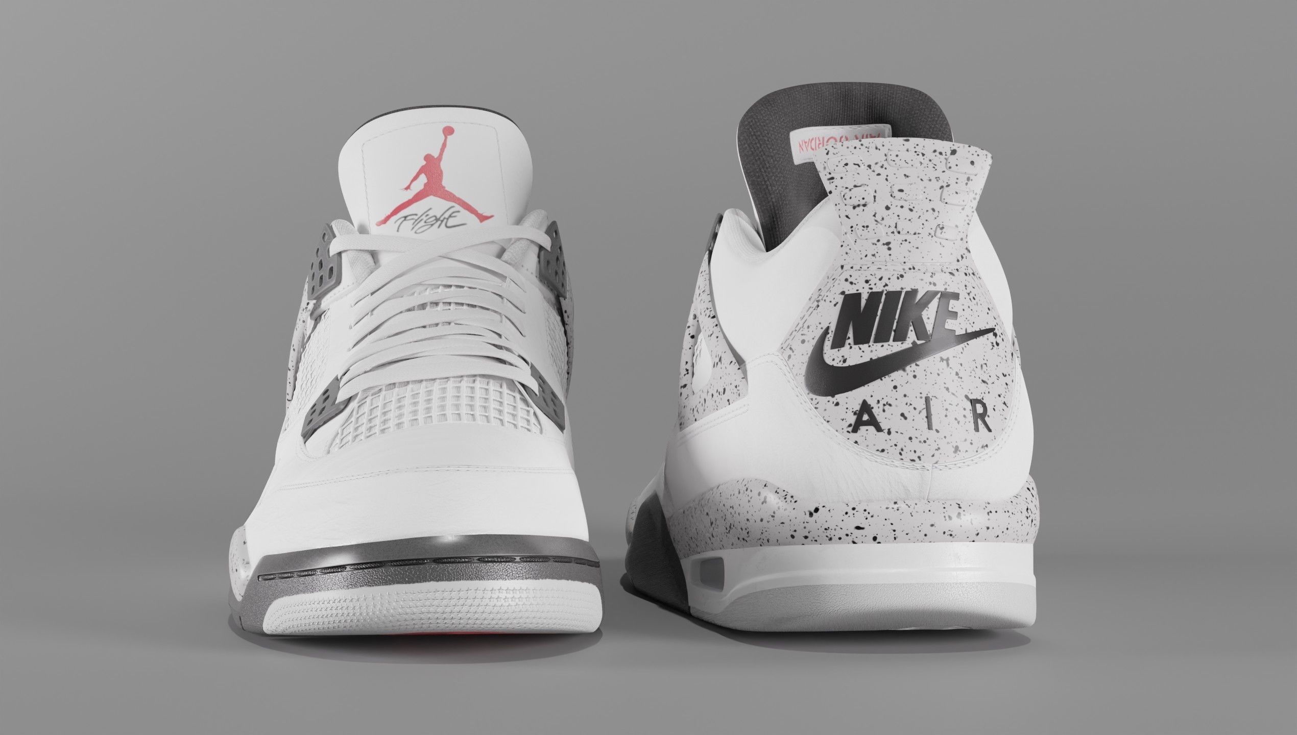 Nike Air Jordan 4 Retro White Cement Shoe Low-poly 3D model_30