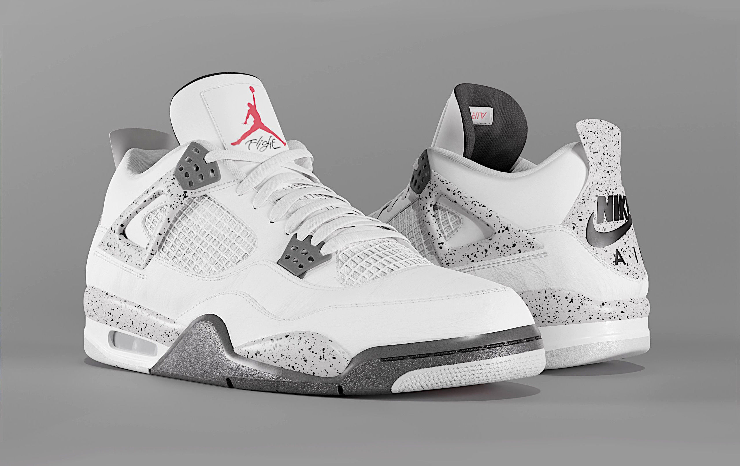 Nike Air Jordan 4 Retro White Cement Shoe Low-poly 3D model_25