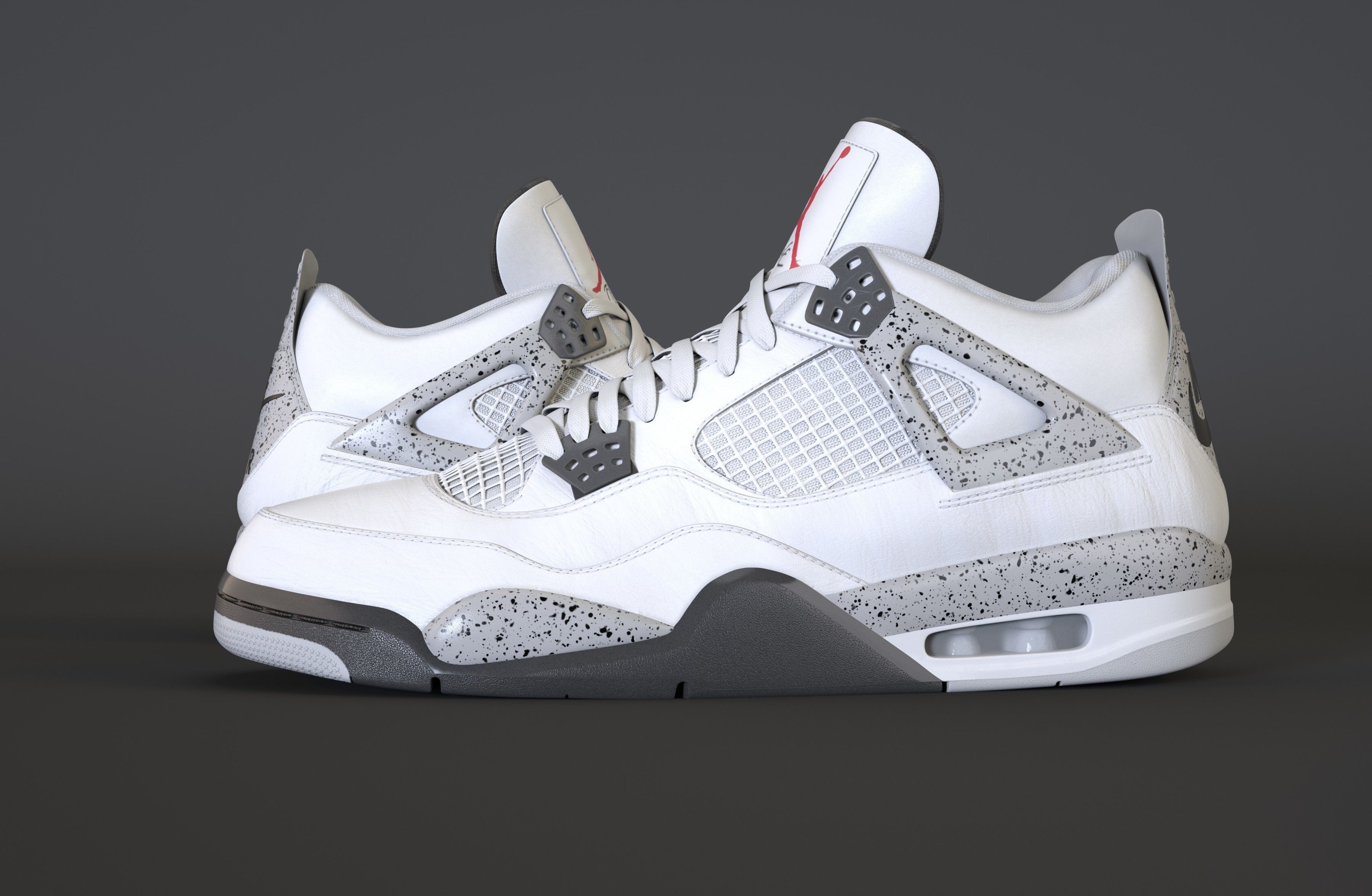 Nike Air Jordan 4 Retro White Cement Shoe Low-poly 3D model_18