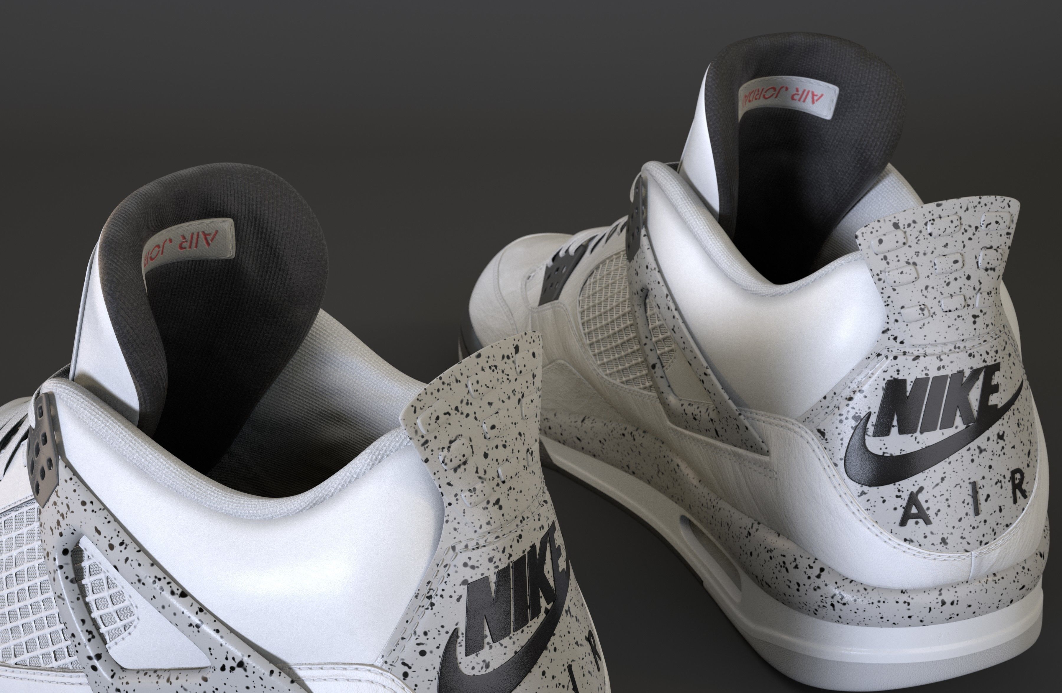 Nike Air Jordan 4 Retro White Cement Shoe Low-poly 3D model_19