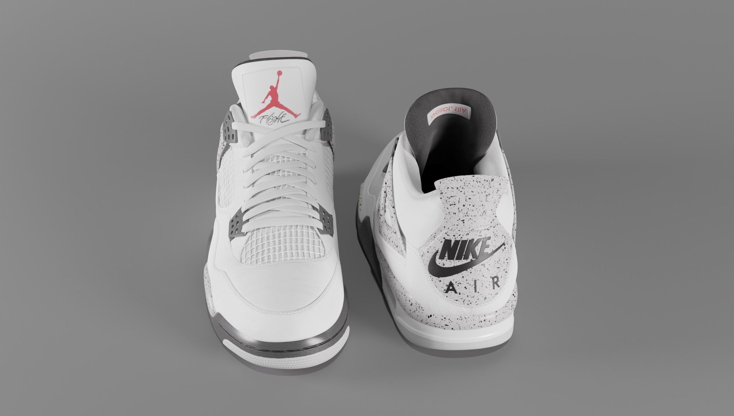 Nike Air Jordan 4 Retro White Cement Shoe Low-poly 3D model_34