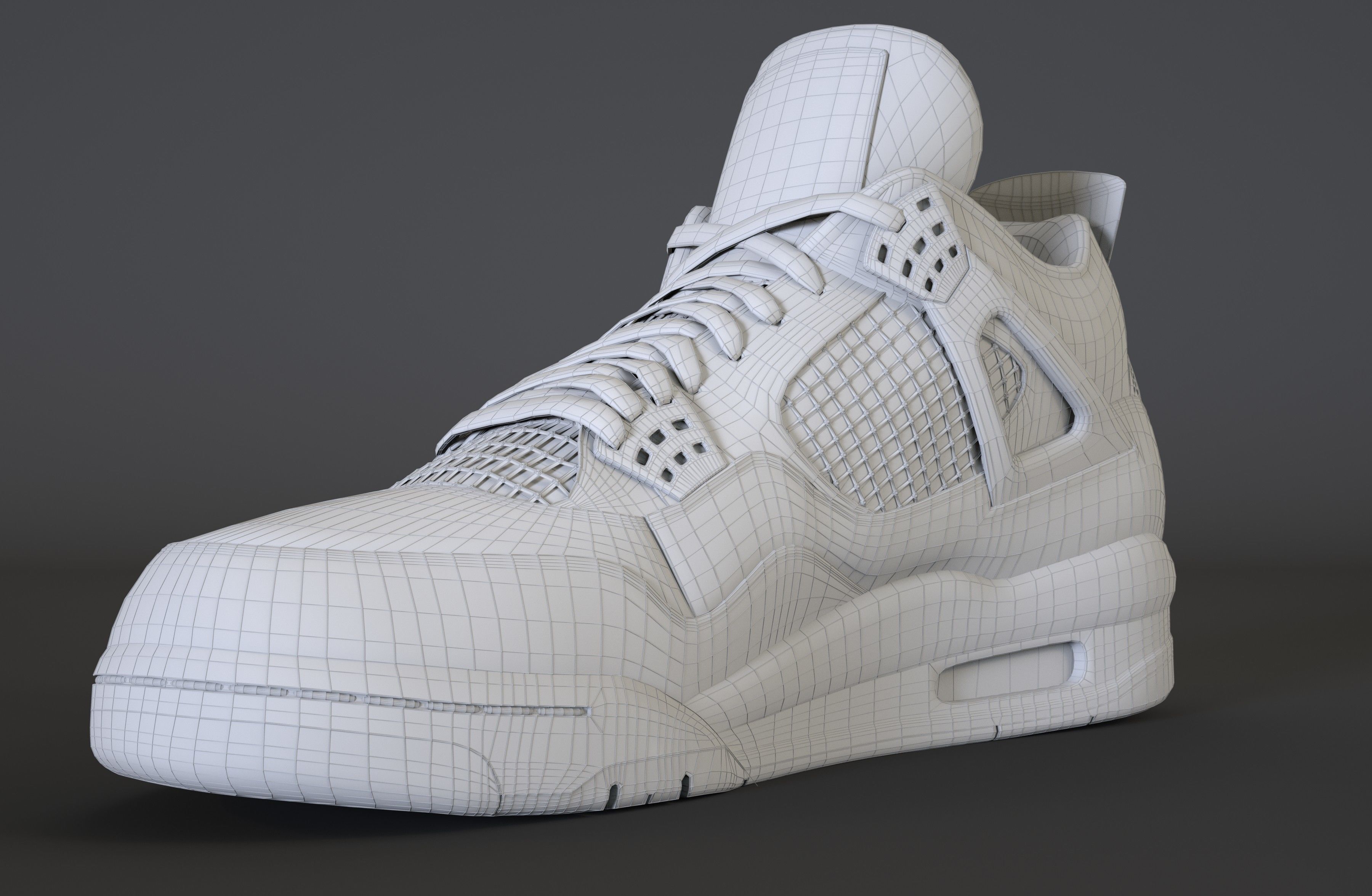 Nike Air Jordan 4 Retro White Cement Shoe Low-poly 3D model_16
