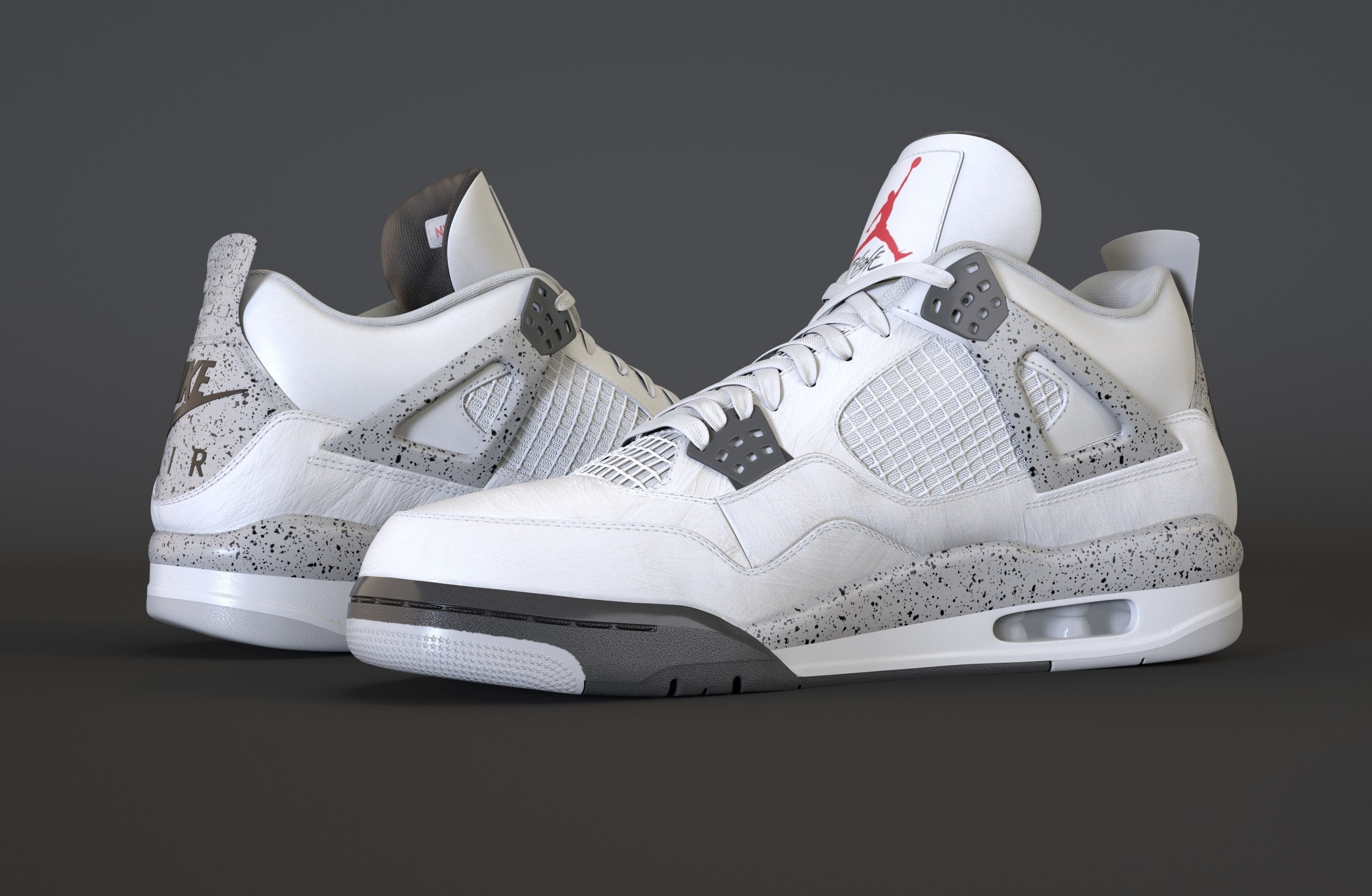 Nike Air Jordan 4 Retro White Cement Shoe Low-poly 3D model_21