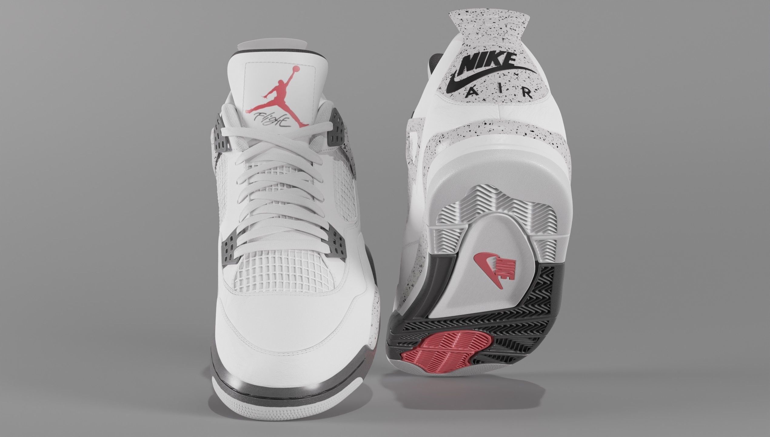 Nike Air Jordan 4 Retro White Cement Shoe Low-poly 3D model_33
