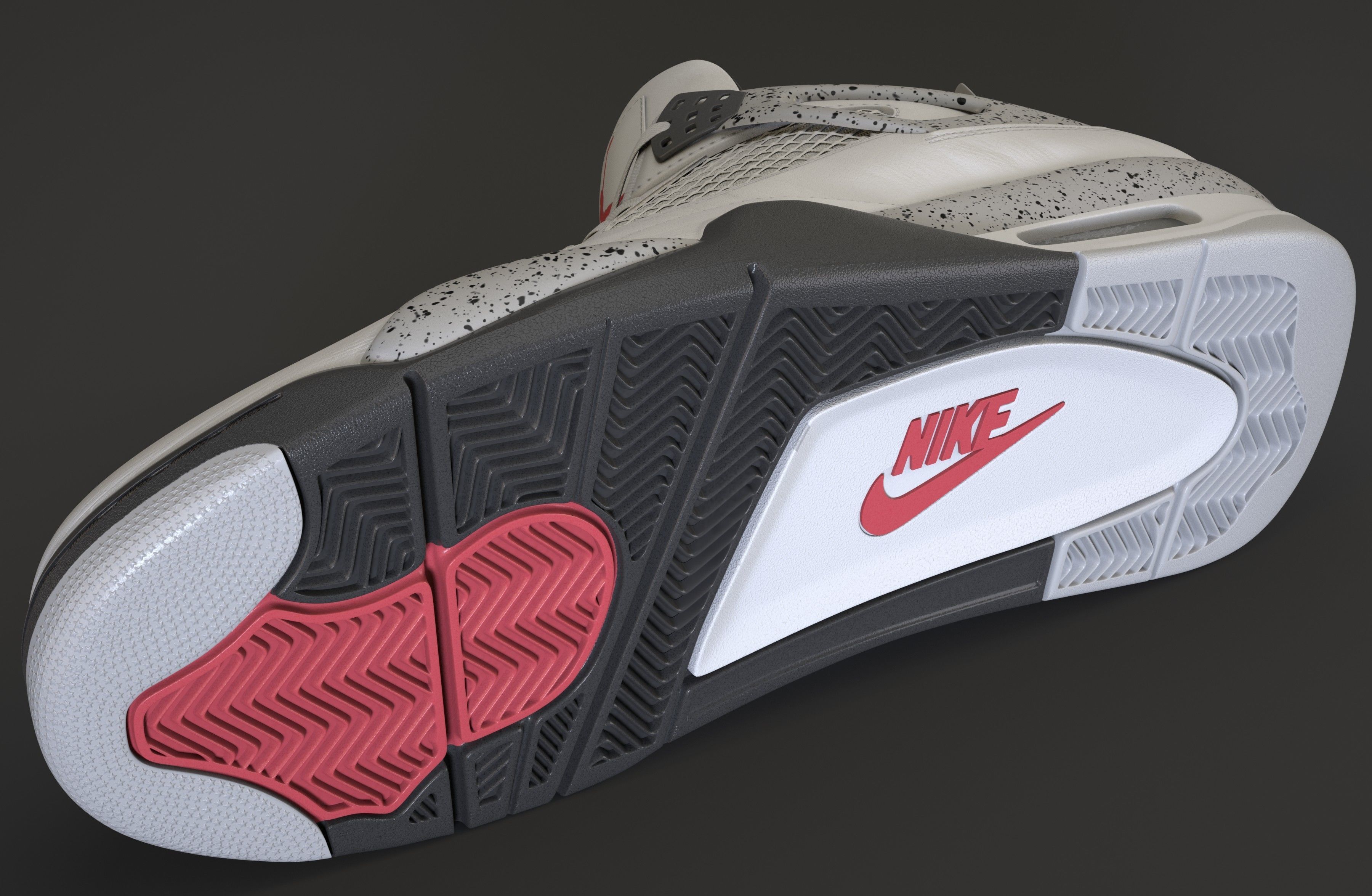 Nike Air Jordan 4 Retro White Cement Shoe Low-poly 3D model_23