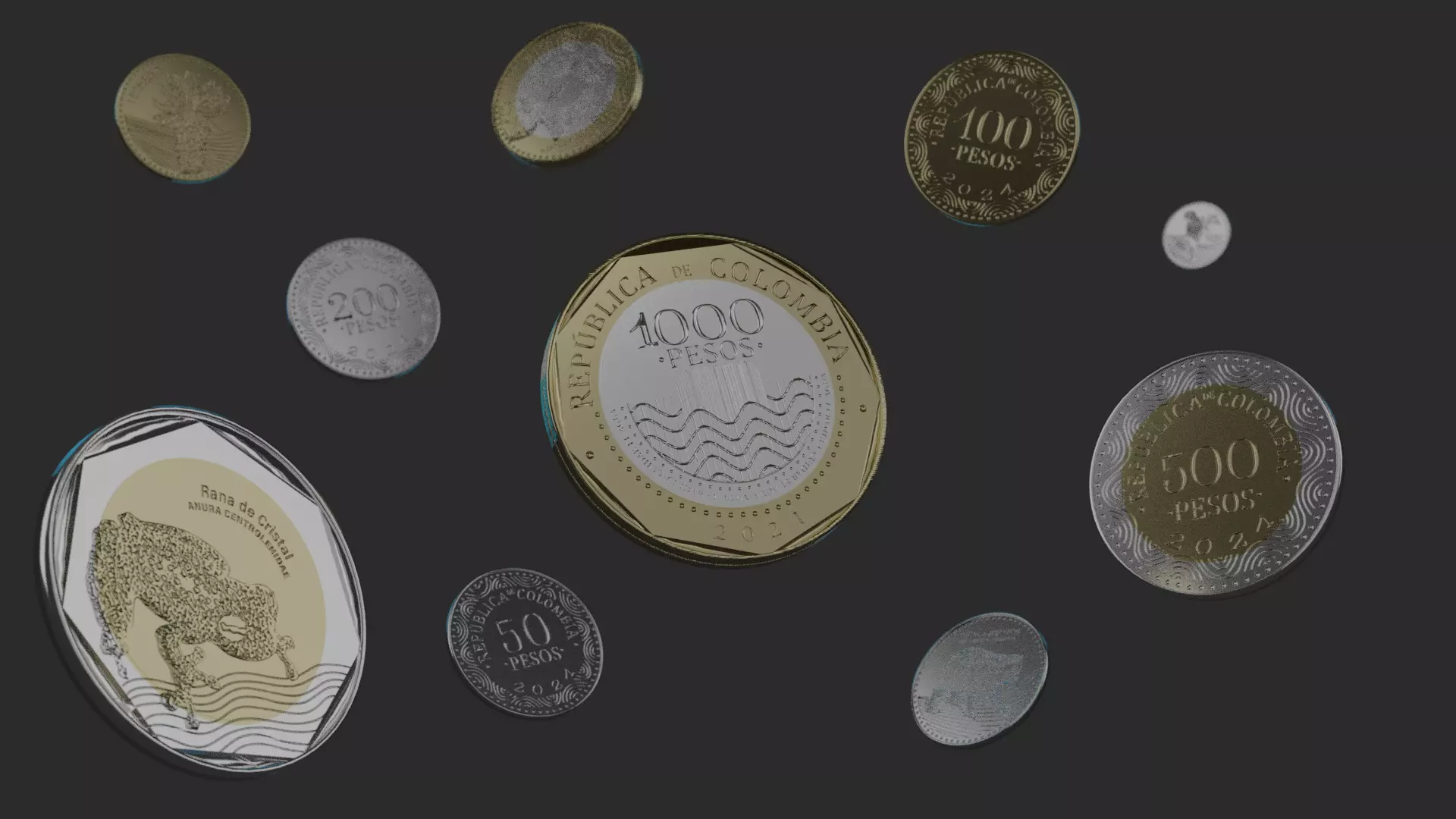 Colombian Coins Free low-poly 3D model